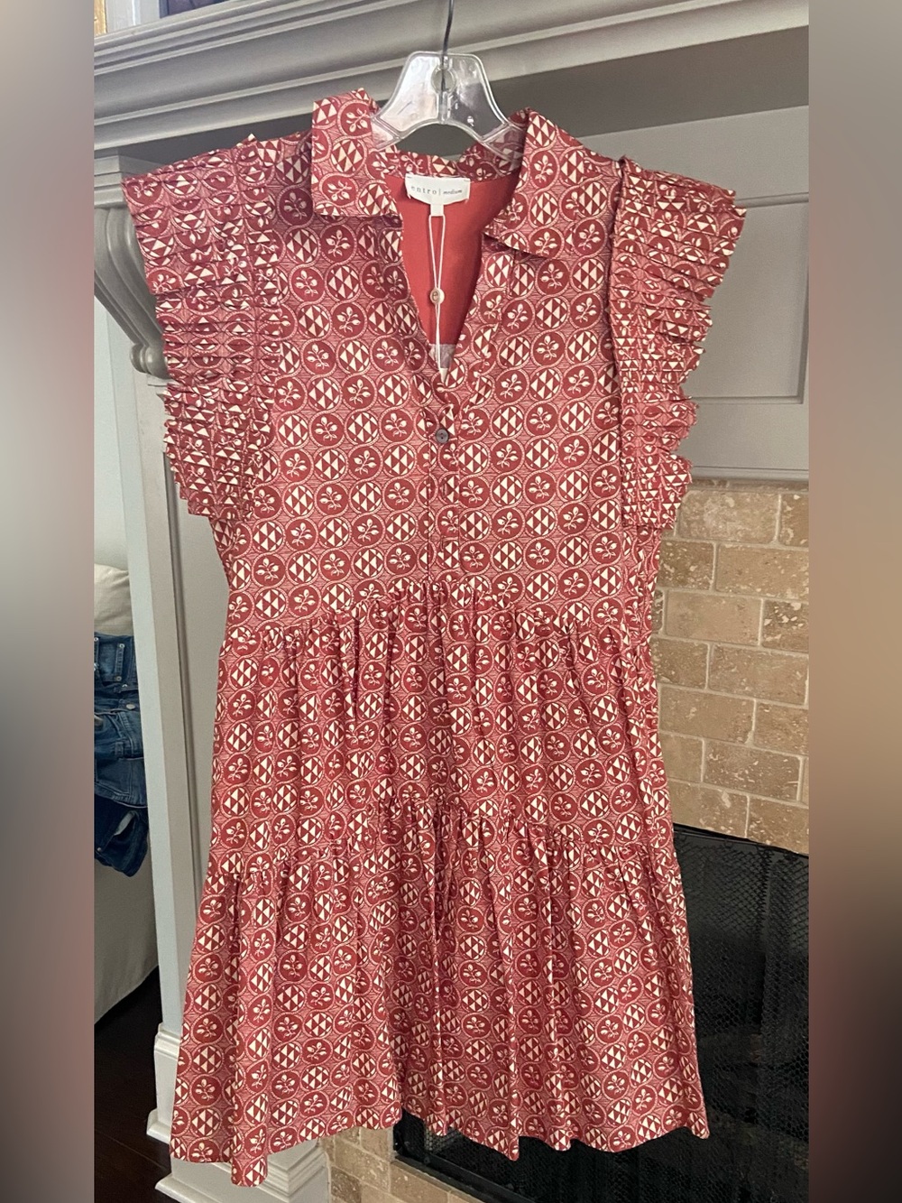 Entro Ruffle Sleeve Printed Cotton Dress